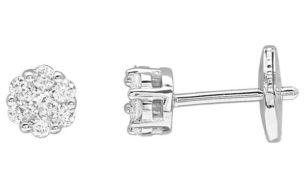 Boucles d'oreilles Clous Or Blanc 18k Diamant 0.2ct GH SI