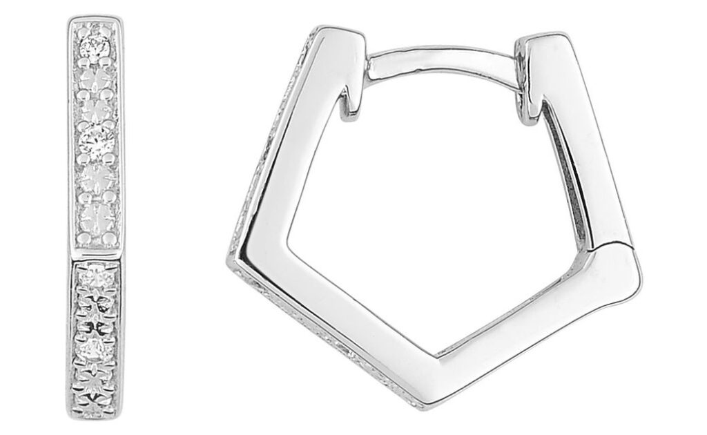 Boucles d'oreilles Créoles Or Blanc Diamant 0.05ct GH P2P3