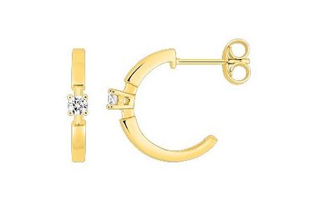 Boucles d'oreilles Demi-créoles Or 18k Diamant 0.1ct GH P1