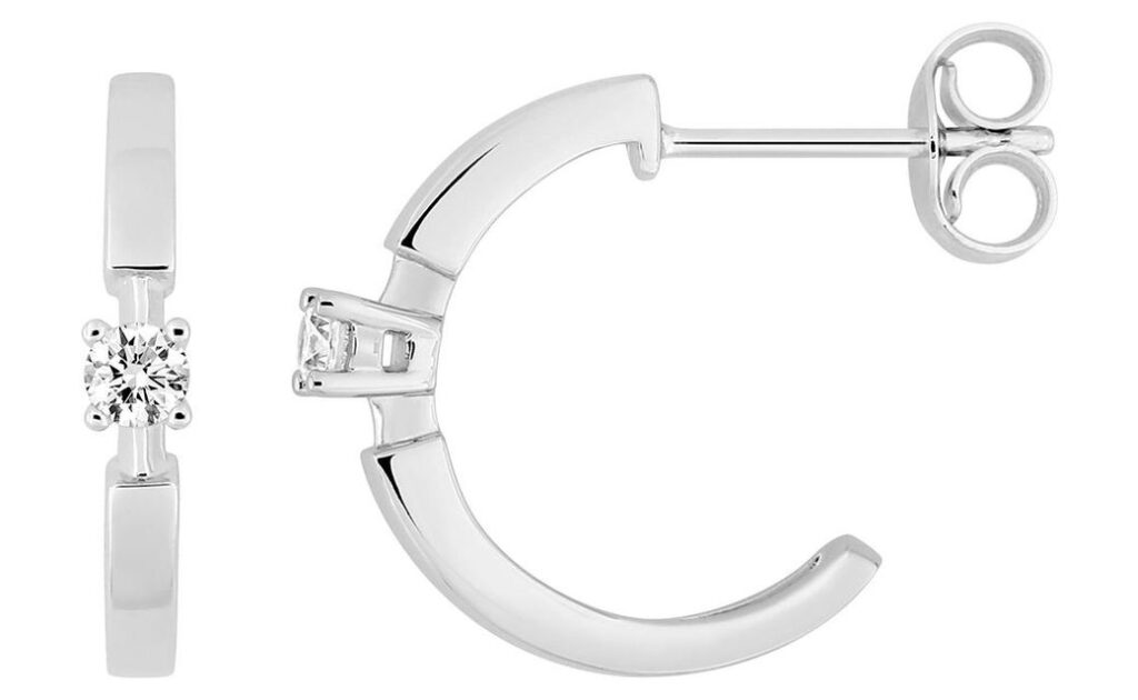 Boucles d'oreilles Demi-créoles Or Blanc Diamant 0.1ct GH P2