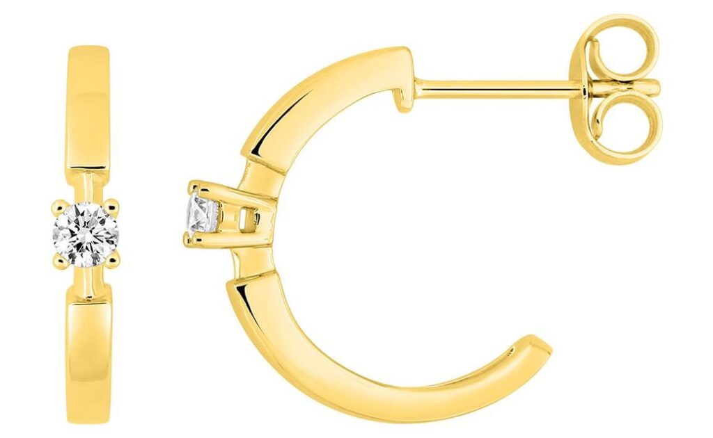 Boucles d'oreilles Demi-créoles Or Diamant 0.1ct GH P2