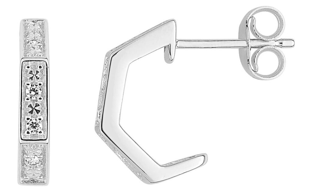 Boucles d'oreilles Demi-créoles Or Blanc Diamant 0.05ct GH P2P3