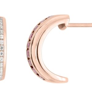 Boucles d'oreilles Demi-créoles Or Rose 18k Diamant 0.18ct GH P1 Rubis