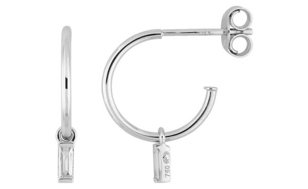 Boucles d'oreilles Demi-créoles Or Blanc 18k Diamant 0.09ct GH SI