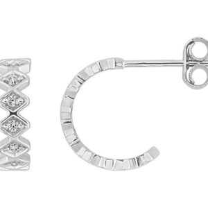 Boucles d'oreilles Demi-créoles Or Blanc 18k Diamant 0.11ct