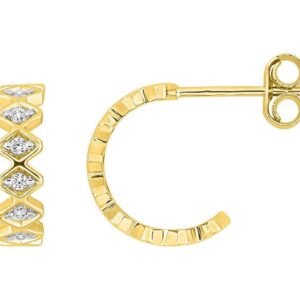 Boucles d'oreilles Demi-créoles Or 18k Rhodié Diamant 0.11ct GH P1