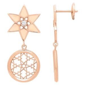 Boucles d'oreilles Pendantes Or Rose 18k Diamant 0.06ct GH SI