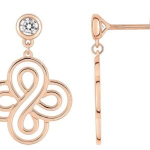Boucles d'oreilles Pendantes Or Rose 18k Diamant 0.2ct GH SI