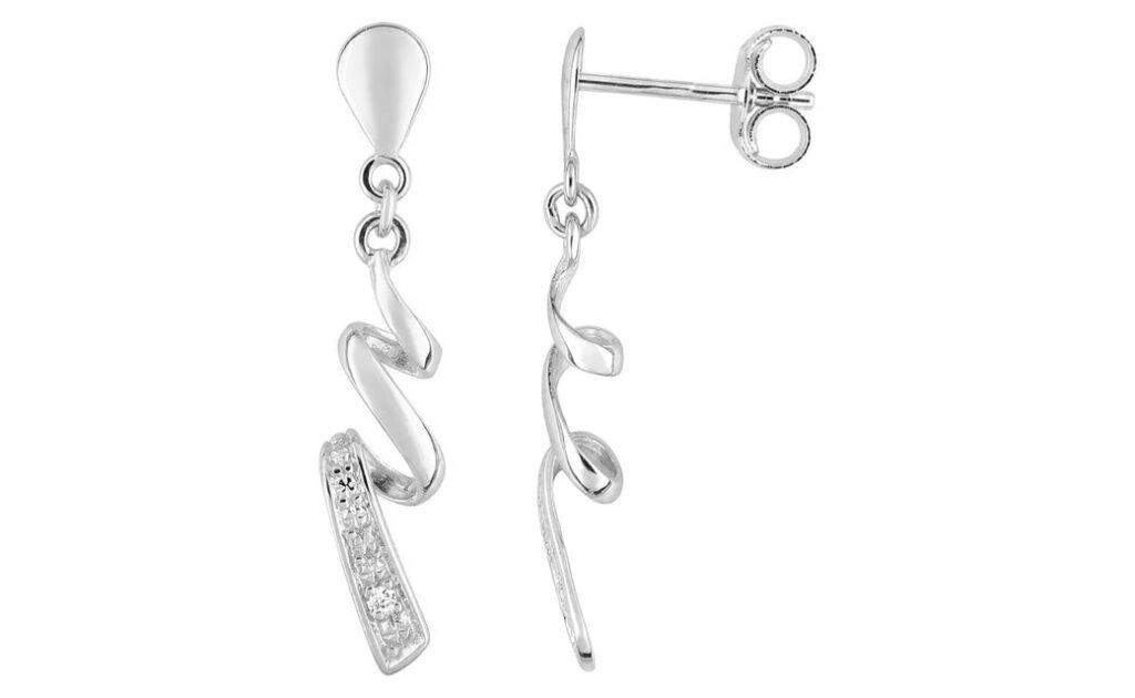 Boucles d'oreilles Pendantes Or Blanc Diamant 0.01ct GH P2
