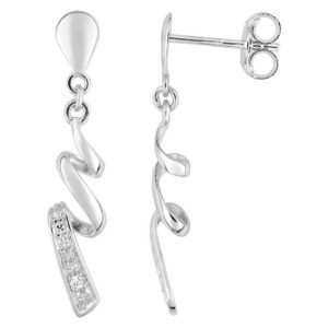 Boucles d'oreilles Pendantes Or Blanc Diamant 0.01ct GH P2