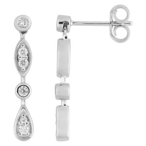 Boucles d'oreilles Pendantes Or Blanc Diamant 0.15ct GH P2